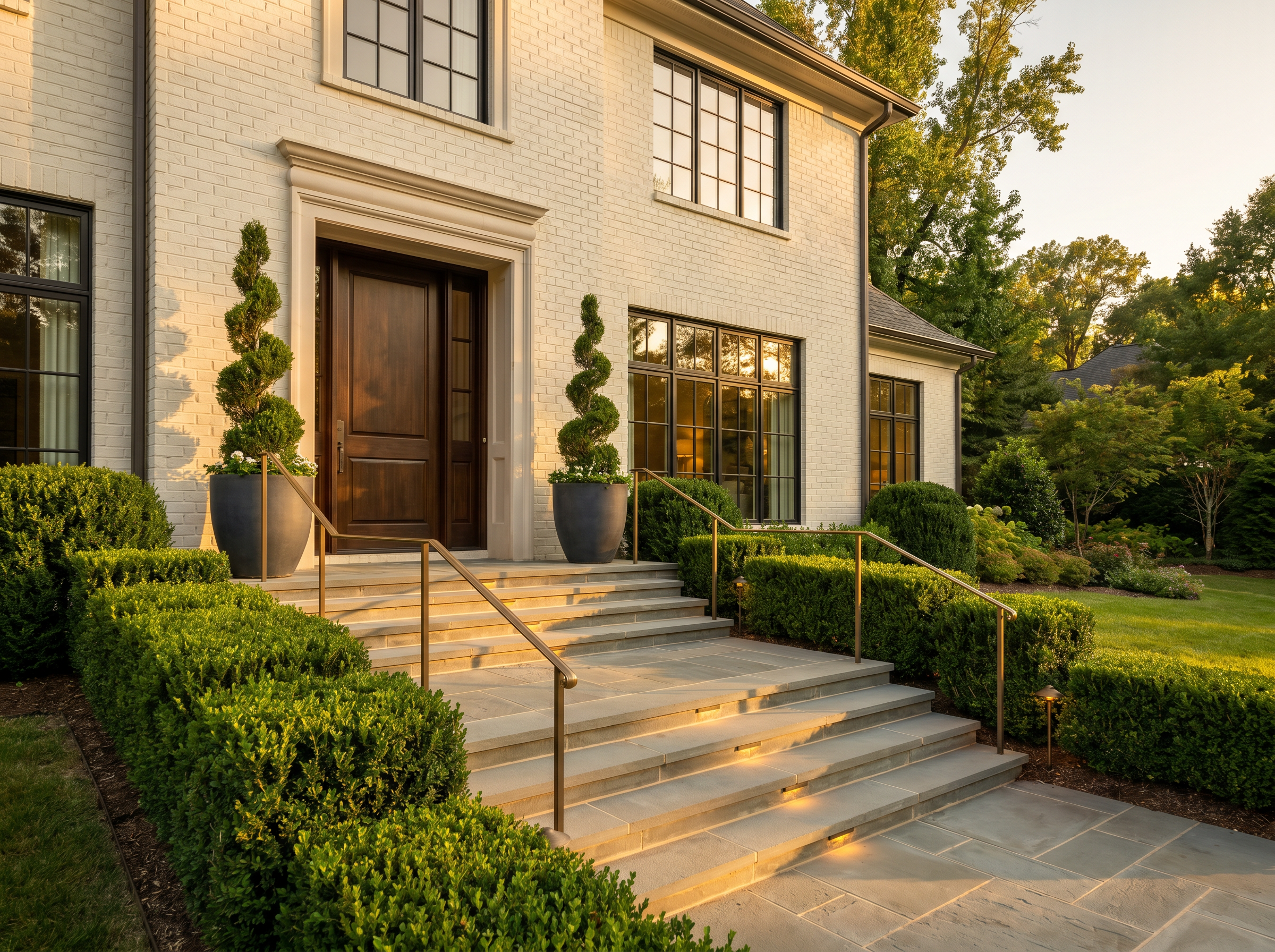 Flagstone walkway and front-yard garden on a Raleigh craftsman bungalow